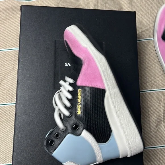 SAINT LAURENT Black & Blue SL24 High-Top Sneakers